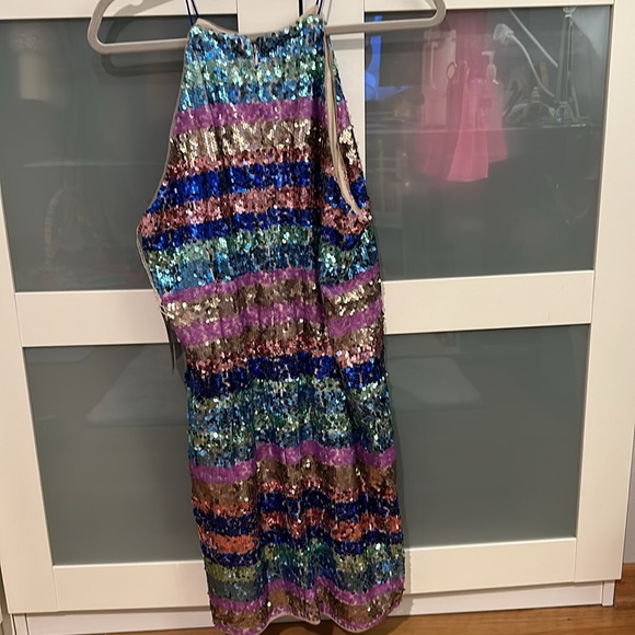 Aidan Aidan Mattox sequin cocktail party dress blue purple gold - Picture 10 of 10